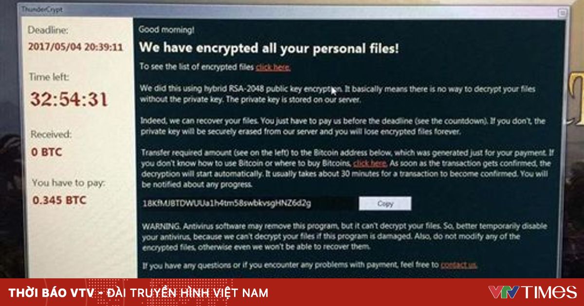 Ransomware giải mã hóa dữ liệu miễn phí cho nạn nhân vì quá nghèo VTV VN