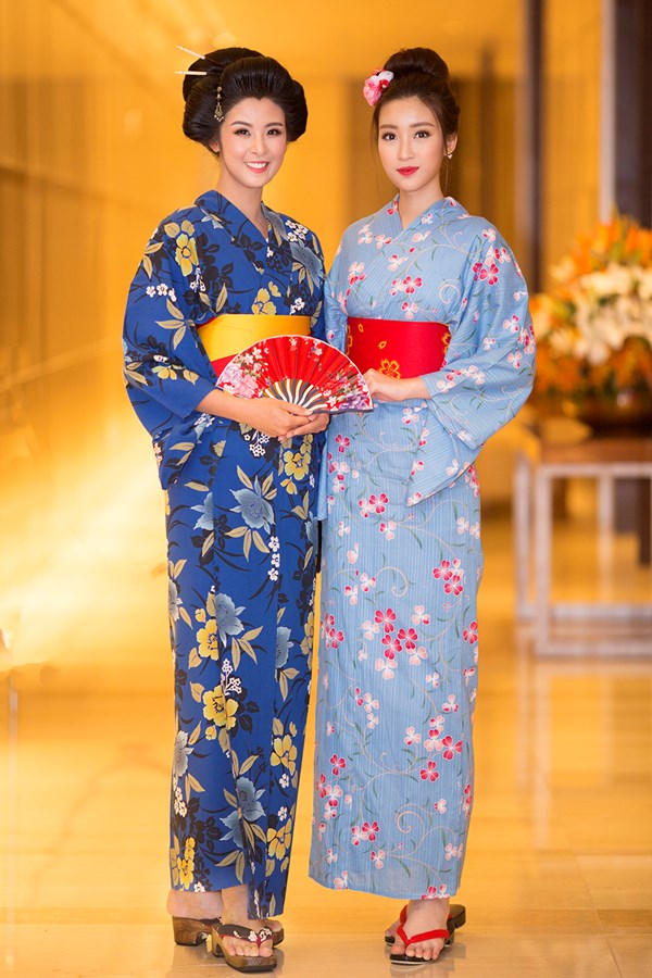 Hoa hậu Ngọc Hân, Mỹ Linh khác lạ trong trang phục kimono - Ảnh 2.