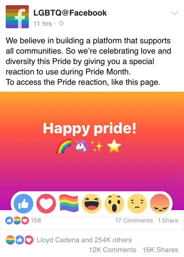 Biểu tượng cảm x&uacute;c l&aacute; cờ 6 m&agrave;u đang khuấy đảo Facebook - Ảnh 2.