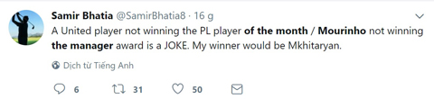Fan M.U cho rằng Mourinho bị cướp trắng danh hiệu HLV xuất sắc nhất th&aacute;ng - Ảnh 7.