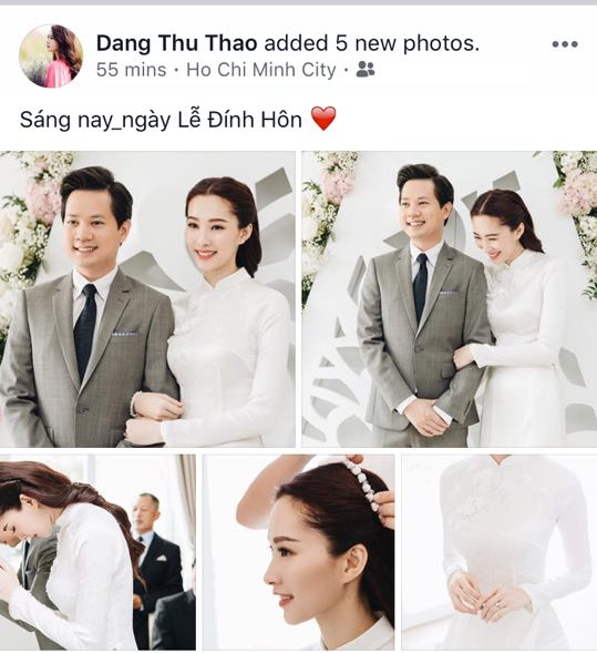 Hoa hậu Đặng Thu Thảo rạng rỡ trong ngày đám hỏi - Ảnh 1.