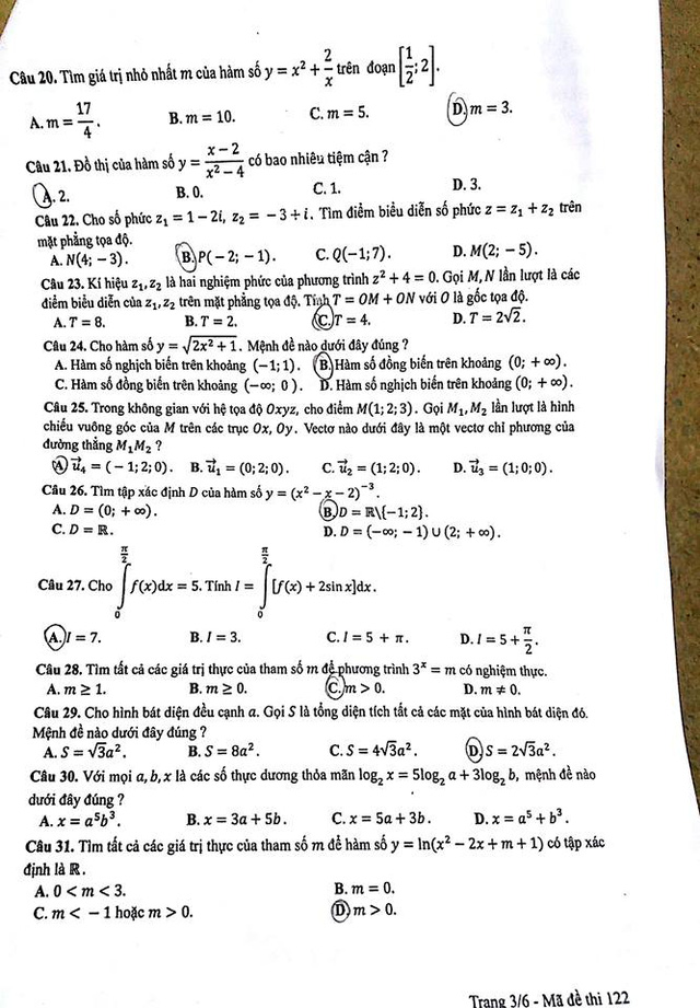 Đề thi môn Toán kỳ thi THPT Quốc gia năm 2017 - Ảnh 10.