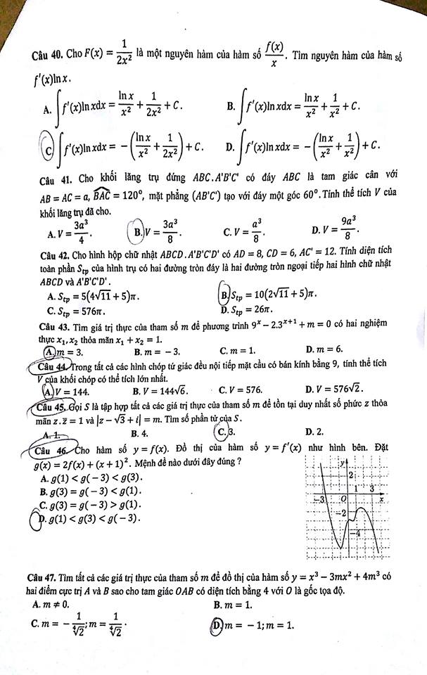 Đề thi môn Toán kỳ thi THPT Quốc gia năm 2017 - Ảnh 12.