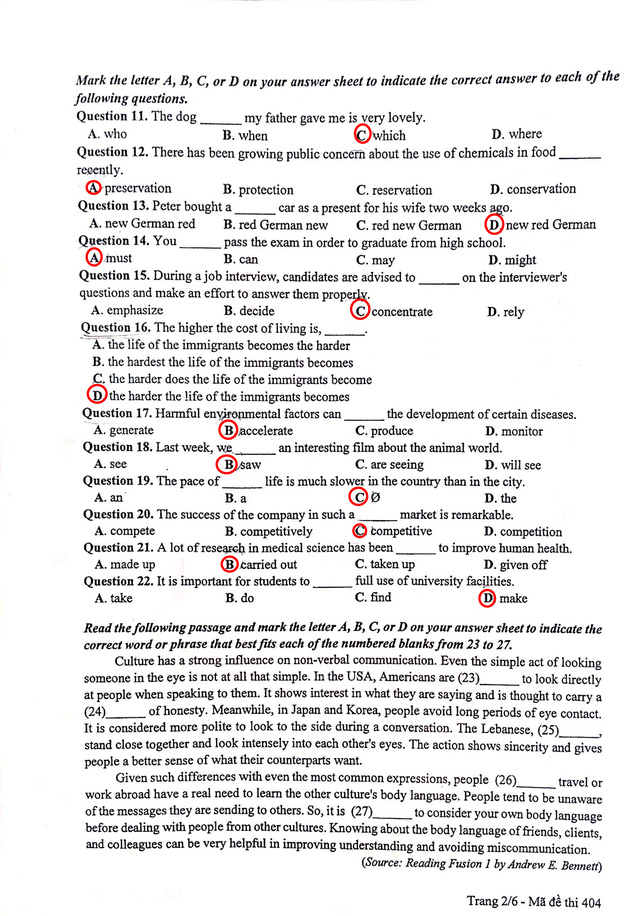 Đề thi và đáp án tham khảo môn Tiếng Anh kỳ thi THPT Quốc gia năm 2017 - Ảnh 6.
