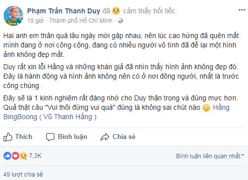 Thanh Duy xin lỗi vì trò đùa nhạy cảm với Hằng BingBoong - Ảnh 1.