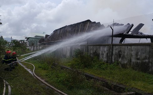 Cháy lớn kho chứa củi trong khu công nghiệp Phú Tài, Bình Định - Ảnh 1.