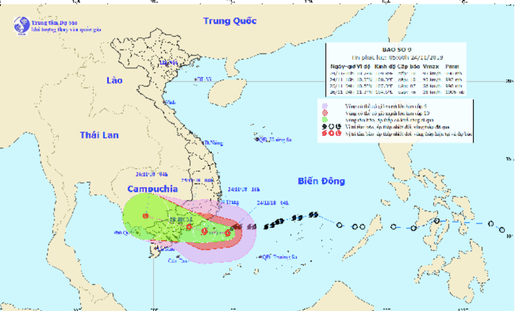 Dự báo hôm nay (24/11) bão số 9 sẽ đổ bộ vào đất liền - Ảnh 1.