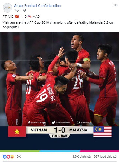 Fanpage AFC: CĐV Malaysia thán phục, CĐV Hàn Quốc nồng nhiệt chúc mừng! - Ảnh 1.