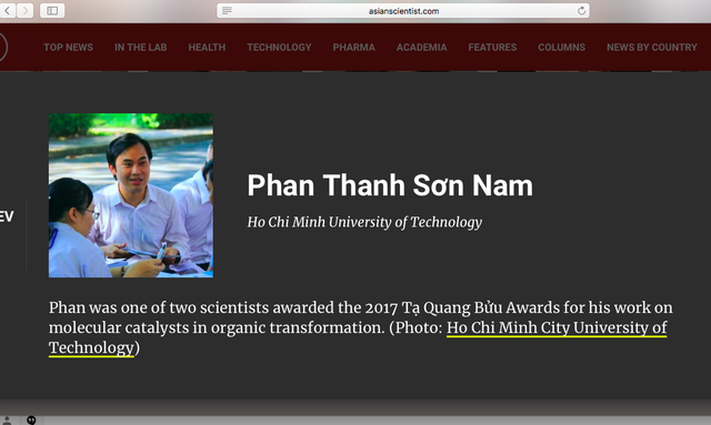 Asian Scientist vinh danh hai tiến sĩ Việt Nam - Ảnh 1.
