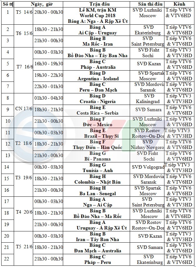 Lịch phát sóng dự kiến VCK FIFA World Cup 2018 trên các kênh của VTV - Ảnh 2.