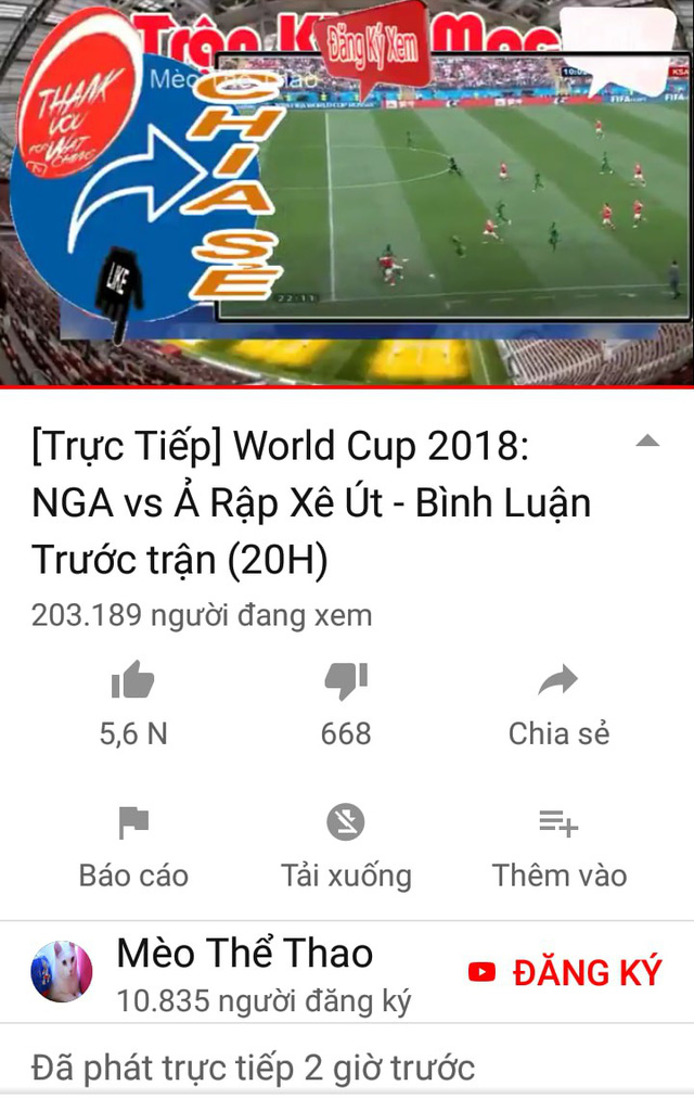 Tình trạng vi phạm bản quyền FIFA World Cup™ 2018 xuất hiện tràn lan trên Facebook, Youtube... - Ảnh 1.