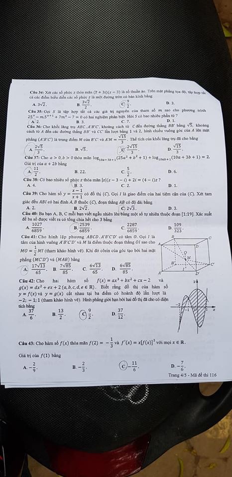 Đề thi trắc nghiệm môn Toán THPT quốc gia 2018 - Ảnh 8.