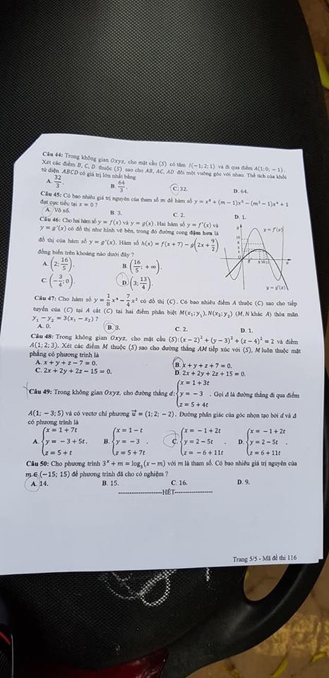 Đề thi trắc nghiệm môn Toán THPT quốc gia 2018 - Ảnh 9.