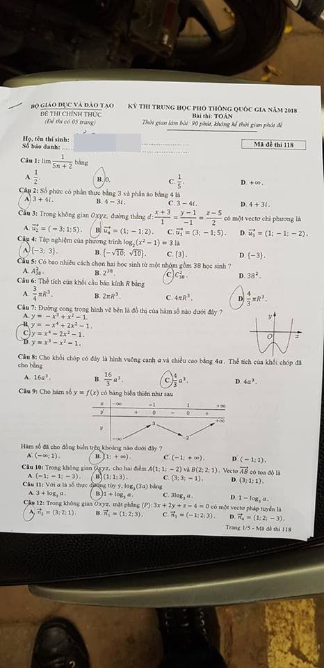 Đề thi trắc nghiệm môn Toán THPT quốc gia 2018 - Ảnh 2.