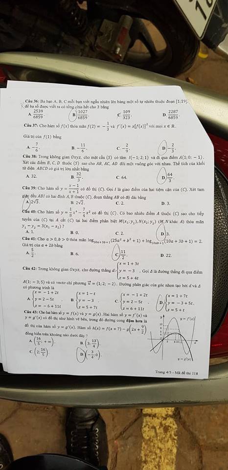 Đề thi trắc nghiệm môn Toán THPT quốc gia 2018 - Ảnh 3.