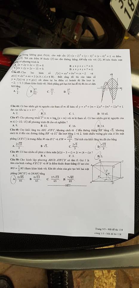 Đề thi trắc nghiệm môn Toán THPT quốc gia 2018 - Ảnh 4.