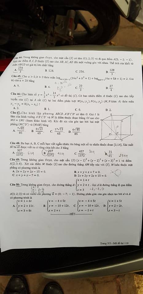 Đề thi trắc nghiệm môn Toán THPT quốc gia 2018 - Ảnh 14.