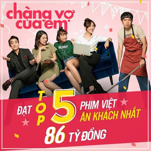 Chàng vợ của em đạt doanh thu 86 tỷ đồng, lọt top 5 phim Việt ăn khách nhất - Ảnh 1.