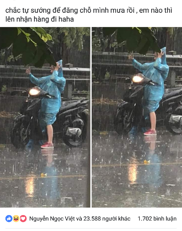Chụp ảnh selfie giữa trời mưa, c&ocirc; g&aacute;i bị d&acirc;n mạng chế giễu - Ảnh 2.