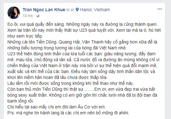 Lan Khuê khen thủ môn Tiến Dũng bắt bóng sexy - Ảnh 1.