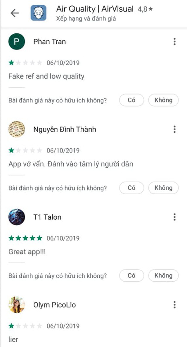 AirVisual chặn người dùng Việt vì hứng chịu bão đánh giá 1 sao - Ảnh 3.