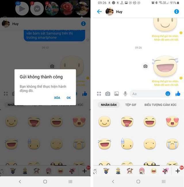 Facebook Messenger mắc lỗi lạ khiến người dùng không thể gửi sticker - Ảnh 1.