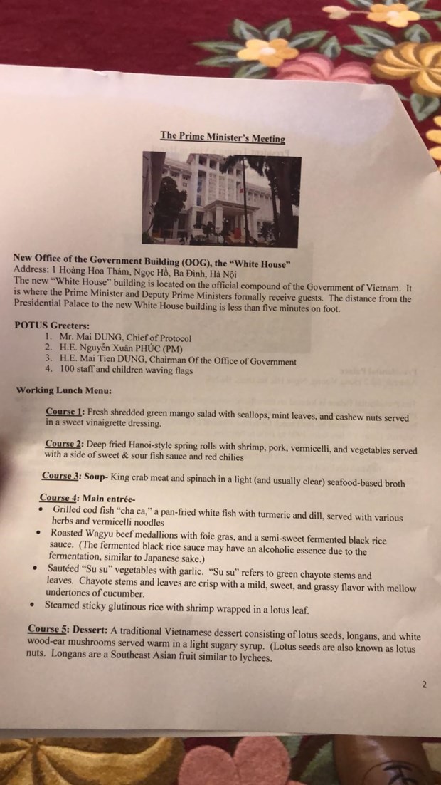 Khám phá thực đơn bữa trưa của Tổng thống Donald Trump và Thủ tướng Nguyễn Xuân Phúc - Ảnh 1.