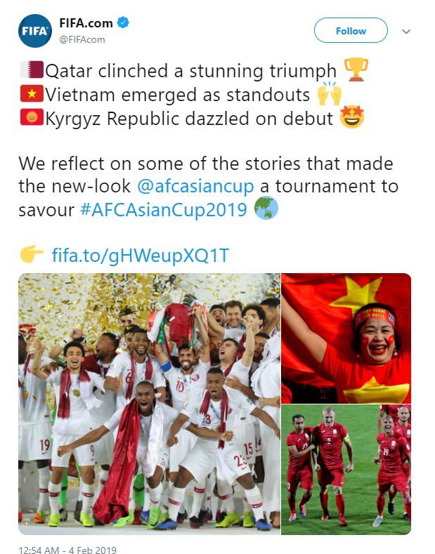 FIFA ca ngợi màn trình diễn ấn tượng của ĐT Việt Nam tại Asian Cup - Ảnh 1.