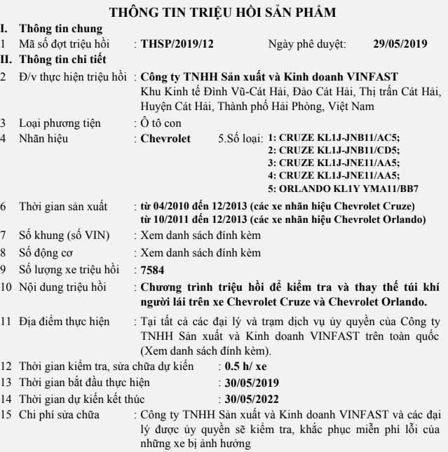 Triệu hồi hơn 7.500 xe Chevrolet Cruze và Orlando - Ảnh 1.