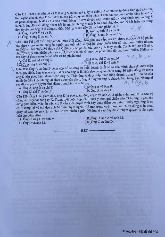 Đáp án môn Giáo dục công dân trong tổ hợp Khoa học xã hội THPT Quốc gia 2019 - Ảnh 4.