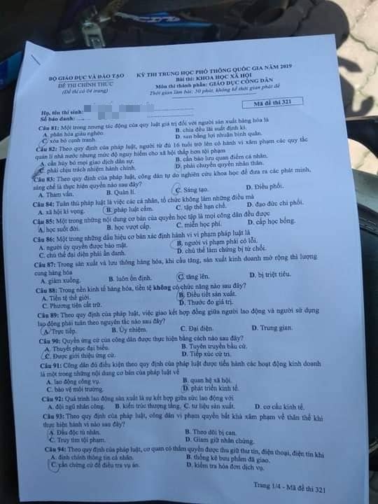 Đề thi Khoa học xã hội tại Kỳ thi THPT Quốc gia 2019 - Ảnh 5.