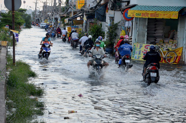 Triều cường gây ngập ở Cần Thơ và TP.HCM - Ảnh 1.