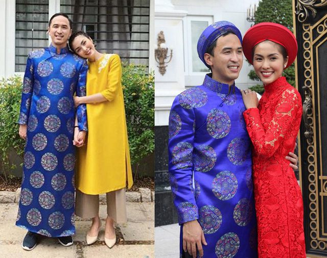 Vợ chồng H&agrave; Tăng diện &aacute;o d&agrave;i cực đẹp đ&ocirc;i, Mỹ T&acirc;m giản dị với... d&eacute;p tổ ong - Ảnh 2.