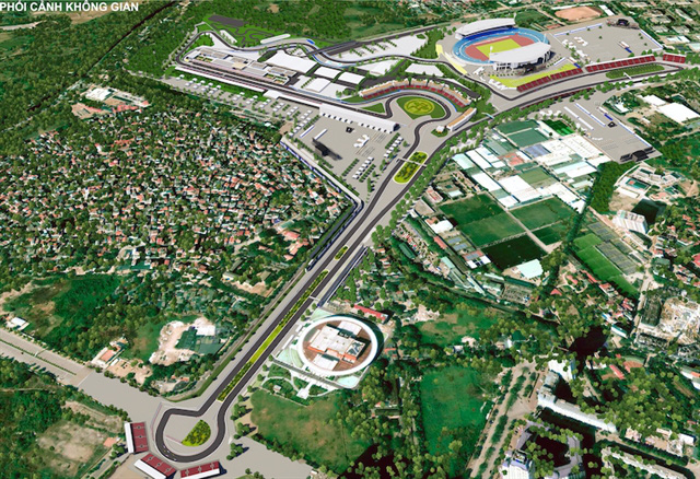 
The race track for the upcoming Formula 1 VinFast Vietnam Grand Prix in Hanoi. (Photo courtesy of organising board) 

