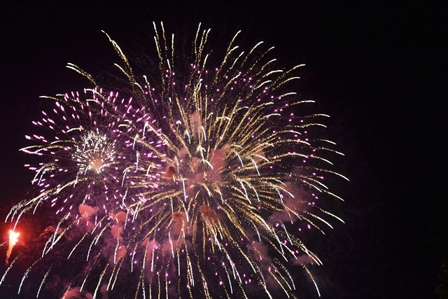 Fireworks display in the area of Saigon bridge (District 2).