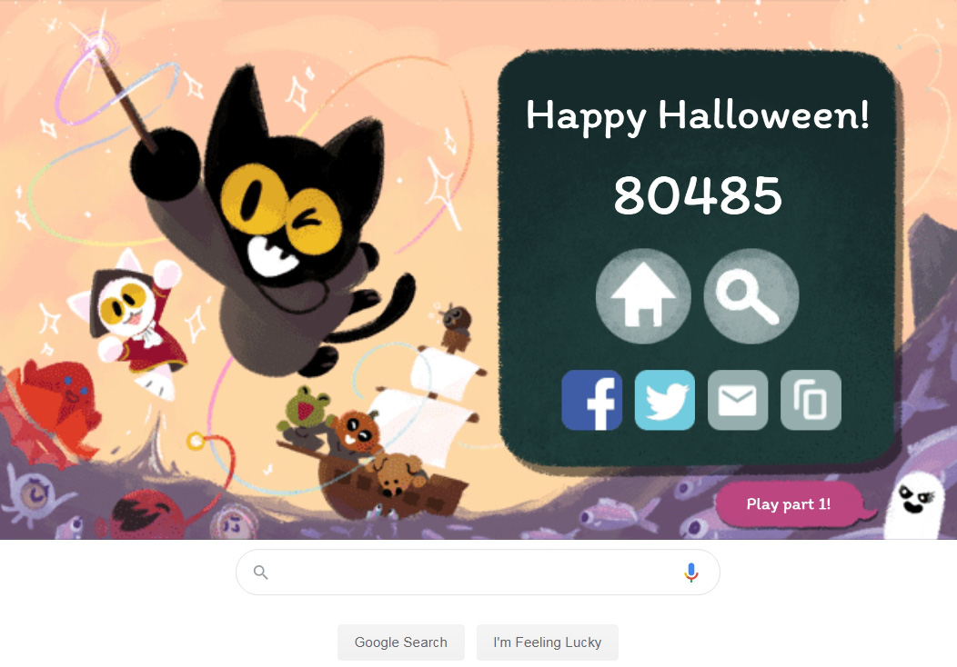 Chú mèo phép thuật trở lại chào đón Halloween trên Google - Ảnh 7. Chú mèo phép thuật trở lại chào đón Halloween trên Google - Ảnh 7.