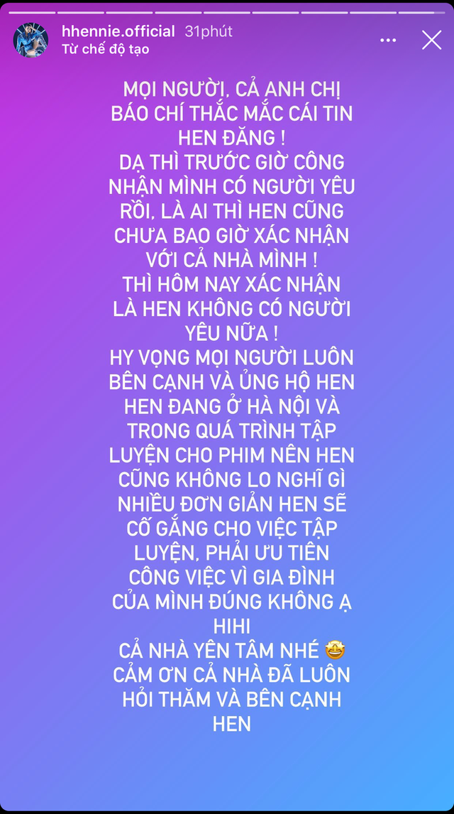 HHen Niê xác nhận chia tay người yêu - Ảnh 1.