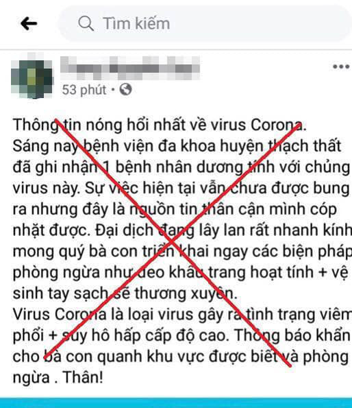 Nam thanh niên ở Hà Nội bị xử phạt vì tung tin thất thiệt về dịch do nCoV trên Facebook - Ảnh 1. Nam thanh niên ở Hà Nội bị xử phạt vì tung tin thất thiệt về dịch do nCoV trên Facebook - Ảnh 1.