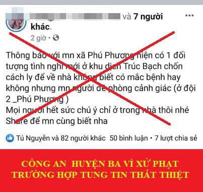 Thêm một trường hợp bị xử phạt vì tung tin người ở Trúc Bạch trốn cách ly - Ảnh 1.