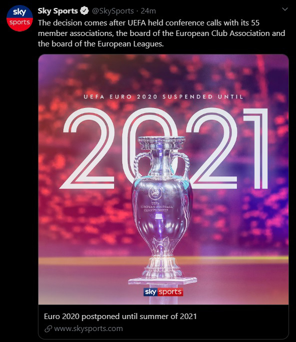 EURO 2020, Copa America 2020 hoãn sang hè 2021 - Ảnh 2.