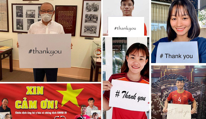 
Vietnam coach Park Hang-seo and Vietnamese players respond to the Thank You campaign to spread a message of gratitude to doctors in the frontline against COVID-19.
