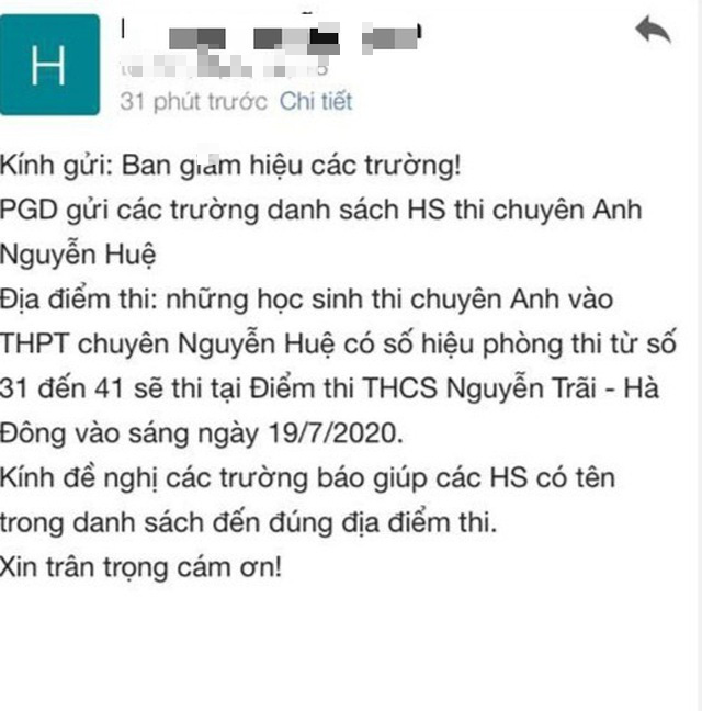 Sở GD-ĐT Hà Nội lên tiếng về “sự cố” đổi địa điểm thi lúc nửa đêm - Ảnh 1. Sở GD-ĐT Hà Nội lên tiếng về “sự cố” đổi địa điểm thi lúc nửa đêm - Ảnh 1.