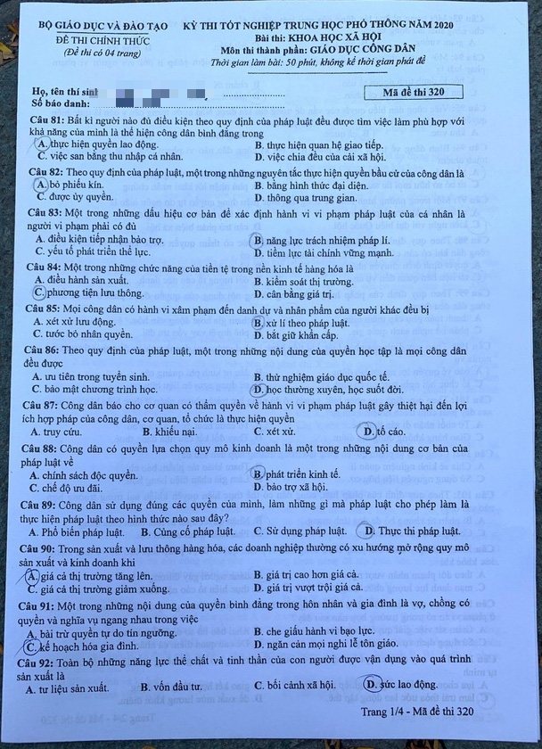 Đề Giáo dục công dân thi tốt nghiệp THPT: Câu hỏi suy luận chiếm đa số - Ảnh 5.