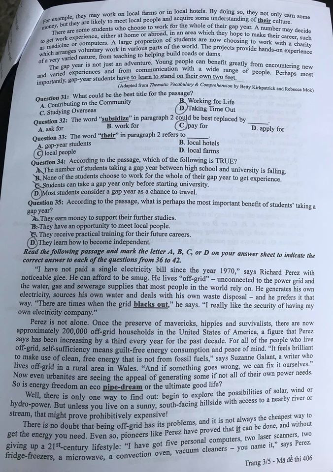 Đề tiếng Anh ch&iacute;nh thức kỳ thi tốt nghiệp THPT 2020 - Ảnh 3.