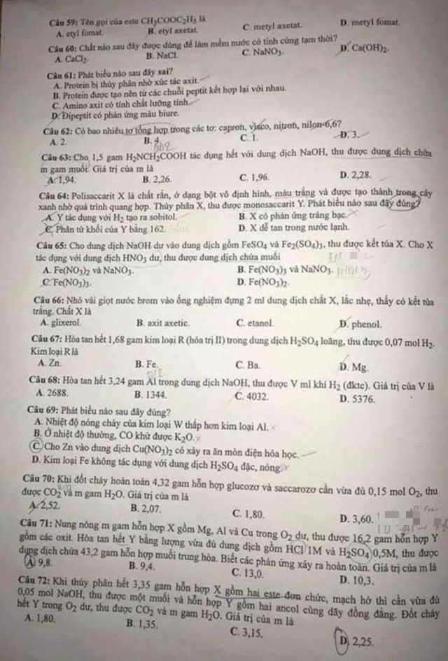 Đề thi chính thức môn Hóa học, bài thi Khoa học tự nhiên của kỳ thi tốt nghiệp THPT 2020 - Ảnh 2.