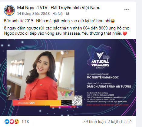 Mai Ngọc, Thái Trang kêu gọi bình chọn tại VTV Awards 2020 - Ảnh 1.