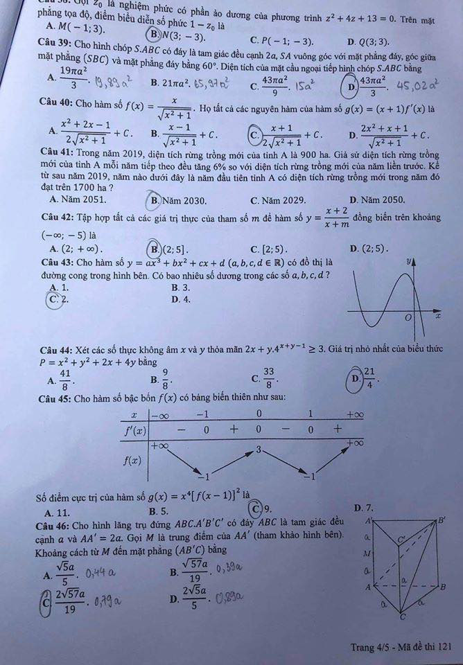 Đề To&aacute;n ch&iacute;nh thức Kỳ thi tốt nghiệp THPT 2020 đợt 1 - Ảnh 4.