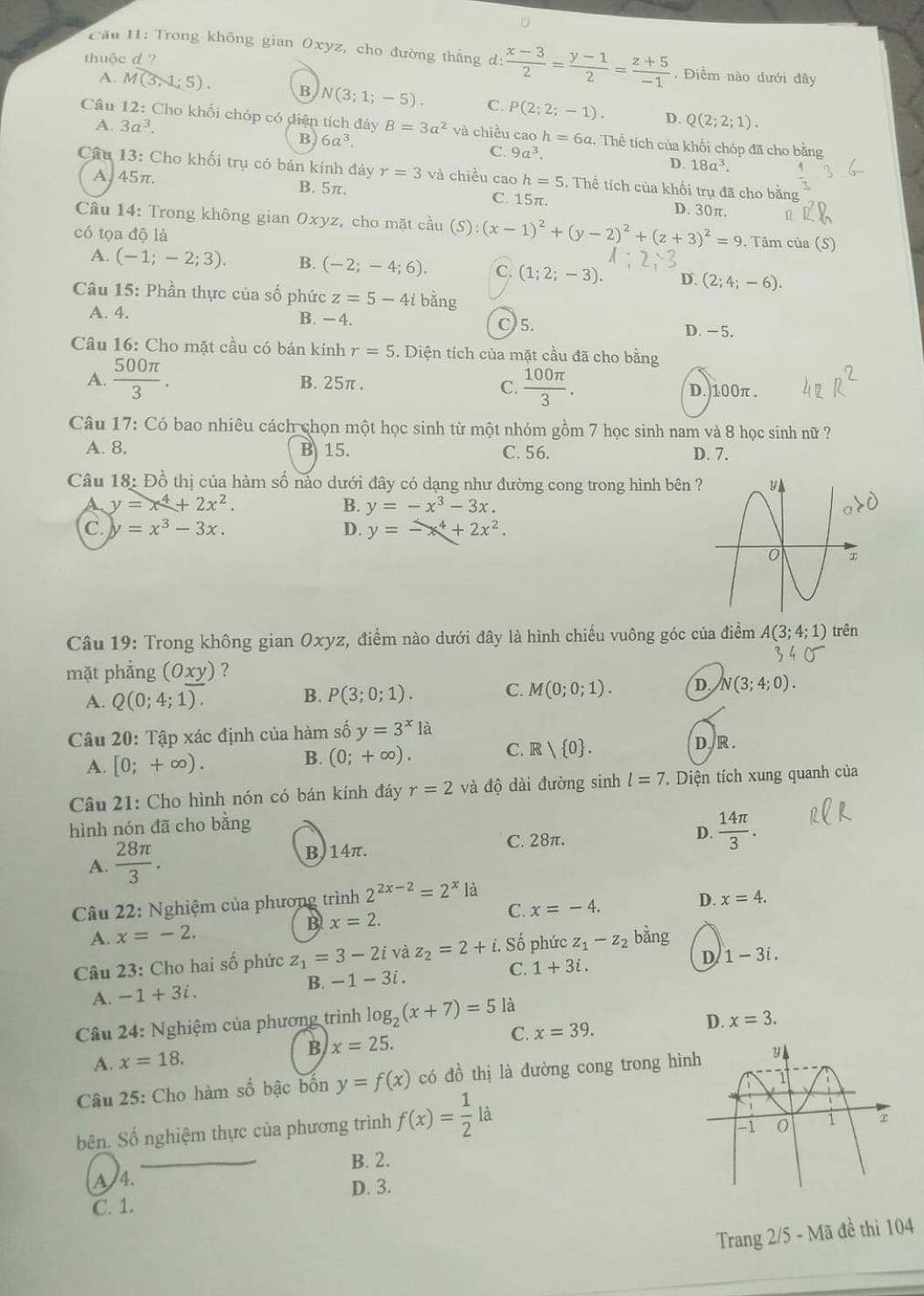 Đề thi To&aacute;n kỳ thi tốt nghiệp THPT năm 2020 đợt 2 - Ảnh 2.