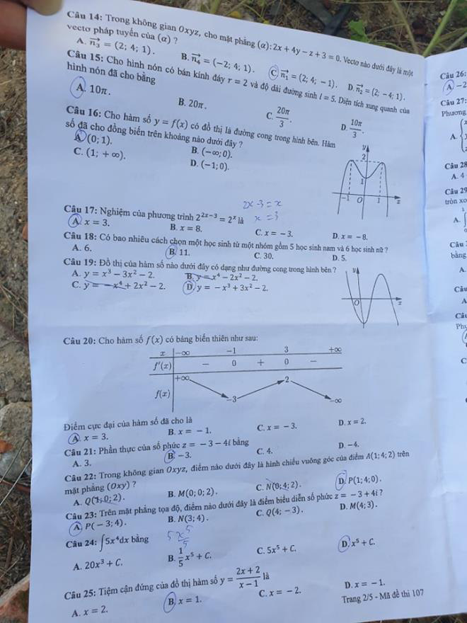 Đề thi To&aacute;n kỳ thi tốt nghiệp THPT năm 2020 đợt 2 - Ảnh 7.