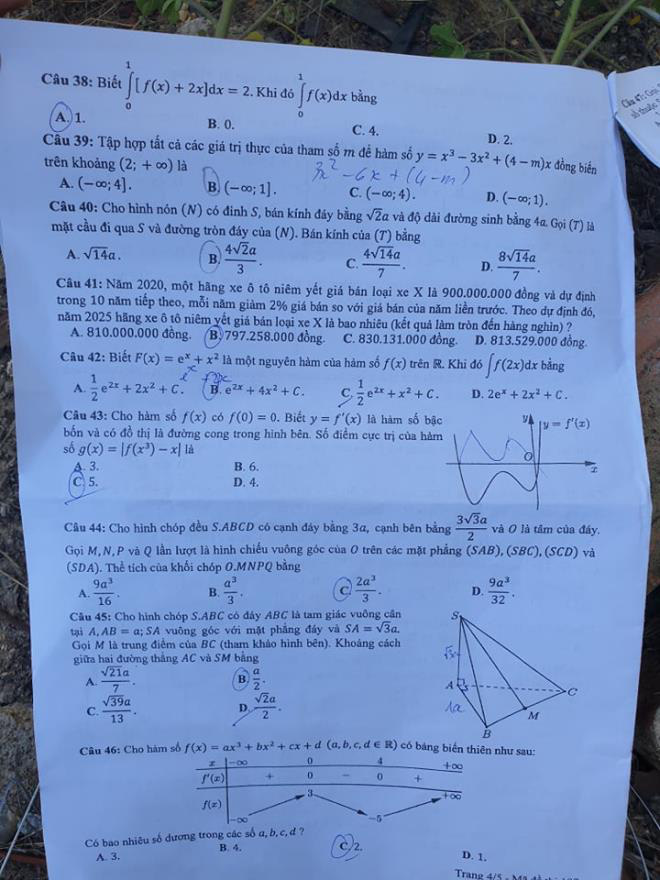 Đề thi To&aacute;n kỳ thi tốt nghiệp THPT năm 2020 đợt 2 - Ảnh 9.